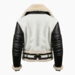 Men's Aviator B3 Bomber Leather Jacket Black & White