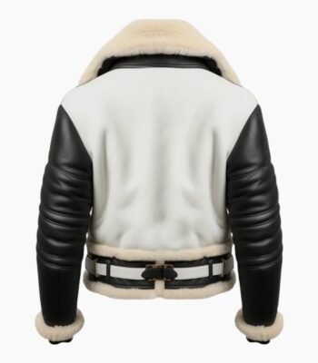 Men's Aviator B3 Bomber Leather Jacket Black & White