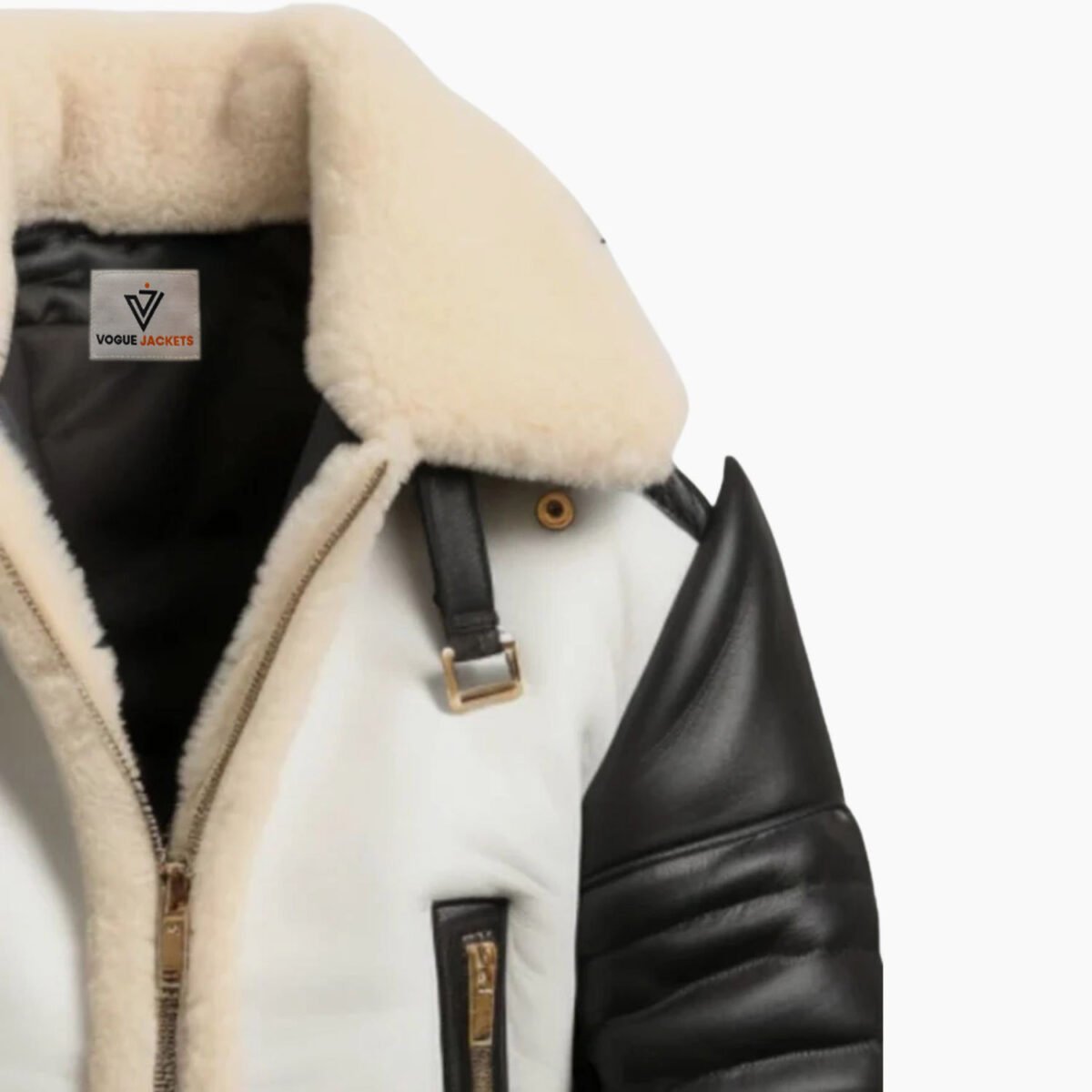 Men's Aviator B3 Bomber Leather Jacket Black & White