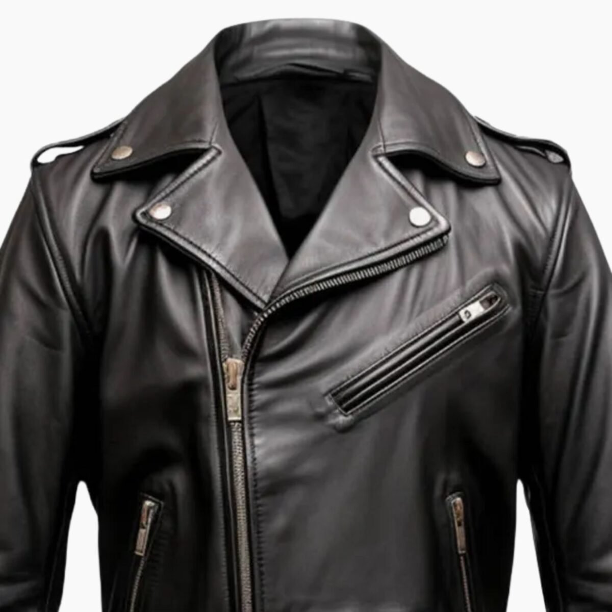 Men's Black Biker Genuine Leather Jacket
