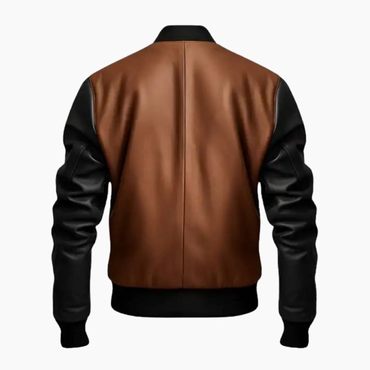 Men's Black and Brown Bomber Leather Jacket