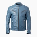 Men's Blue Cafe Racer Leather Jacket