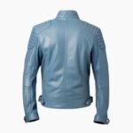 Men's Blue Cafe Racer Leather Jacket