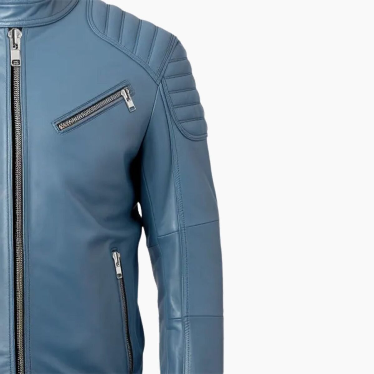 Men's Blue Cafe Racer Leather Jacket