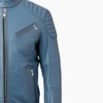 Men's Blue Cafe Racer Leather Jacket