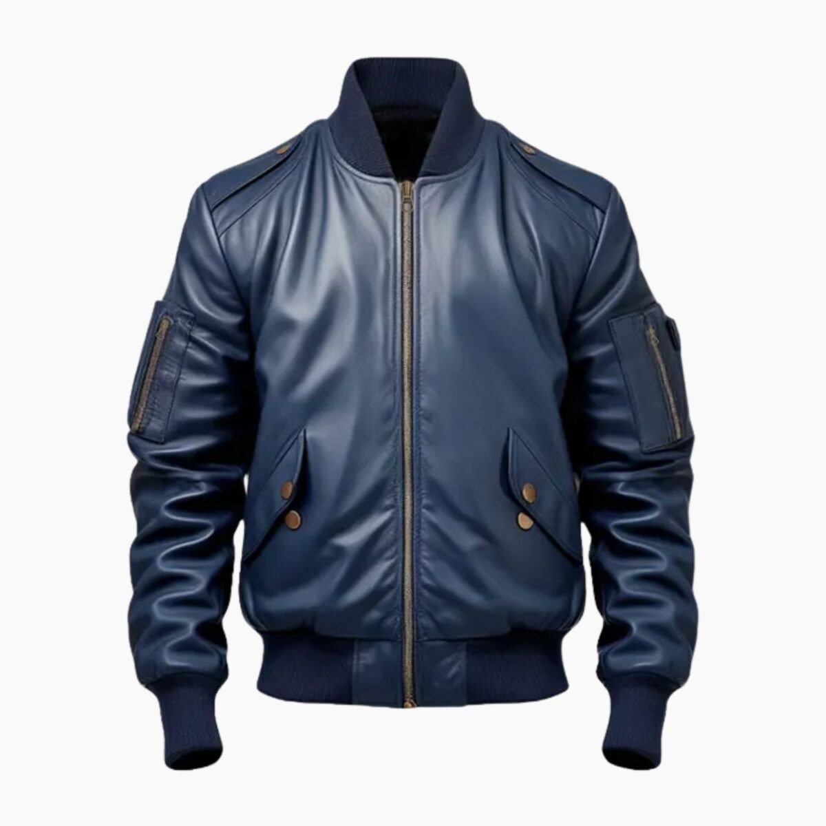 Men's Blue Flight Bomber Leather Jacket