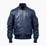 Men's Blue Flight Bomber Leather Jacket