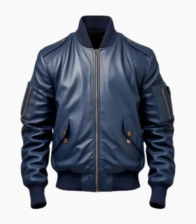 Men's Blue Flight Bomber Leather Jacket