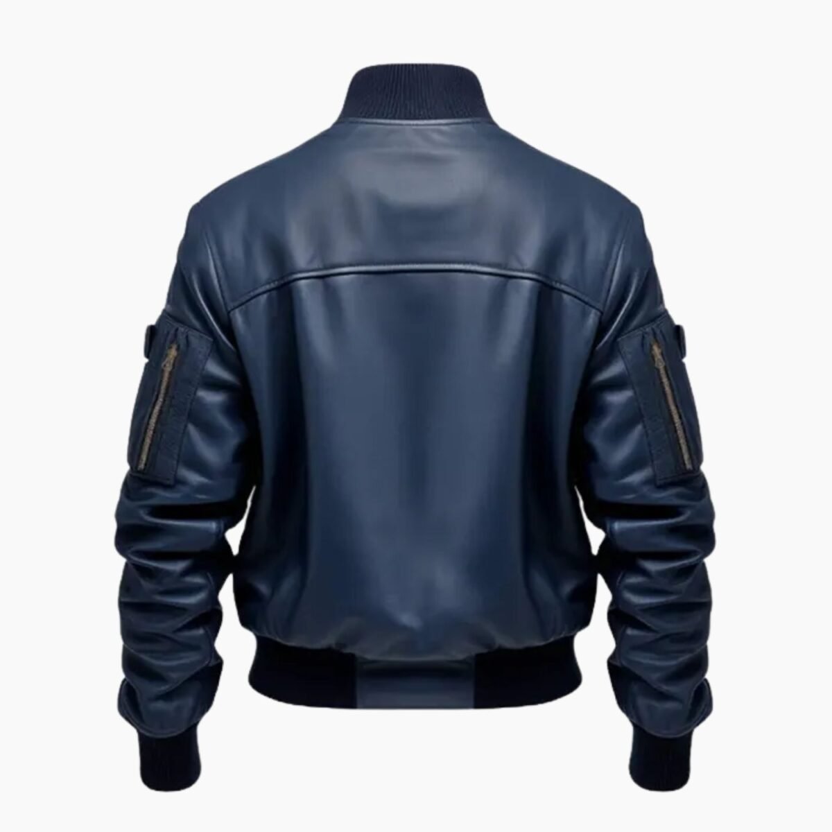 Men's Blue Flight Bomber Leather Jacket