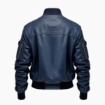 Men's Blue Flight Bomber Leather Jacket