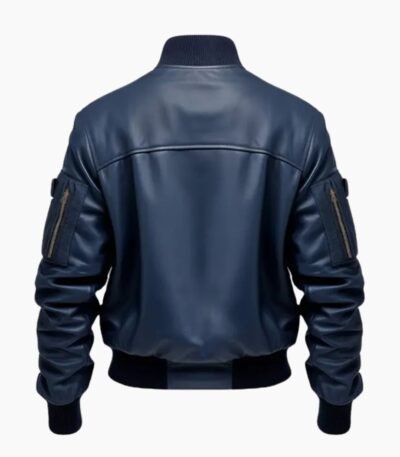 Men's Blue Flight Bomber Leather Jacket