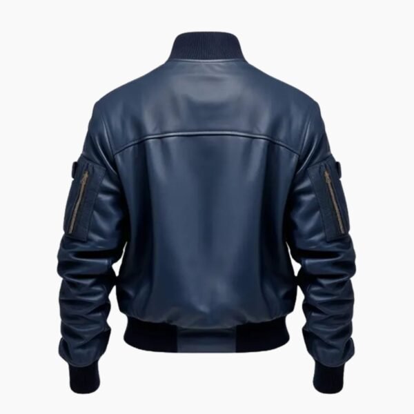Men's Blue Flight Bomber Leather Jacket
