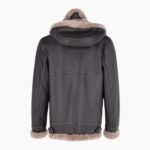 Mens Hooded Sheepskin Flying Jacket Brown