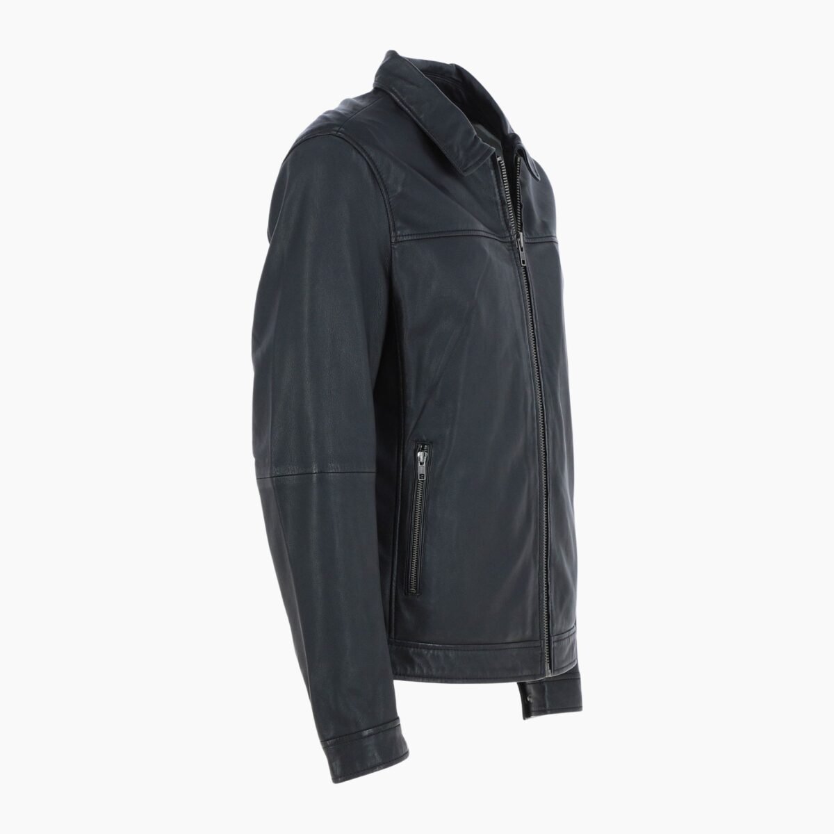 Mens Leather Biker Jacket Black