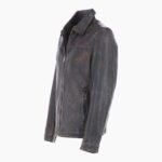 Mens Leather Biker Jacket Coffee Brown