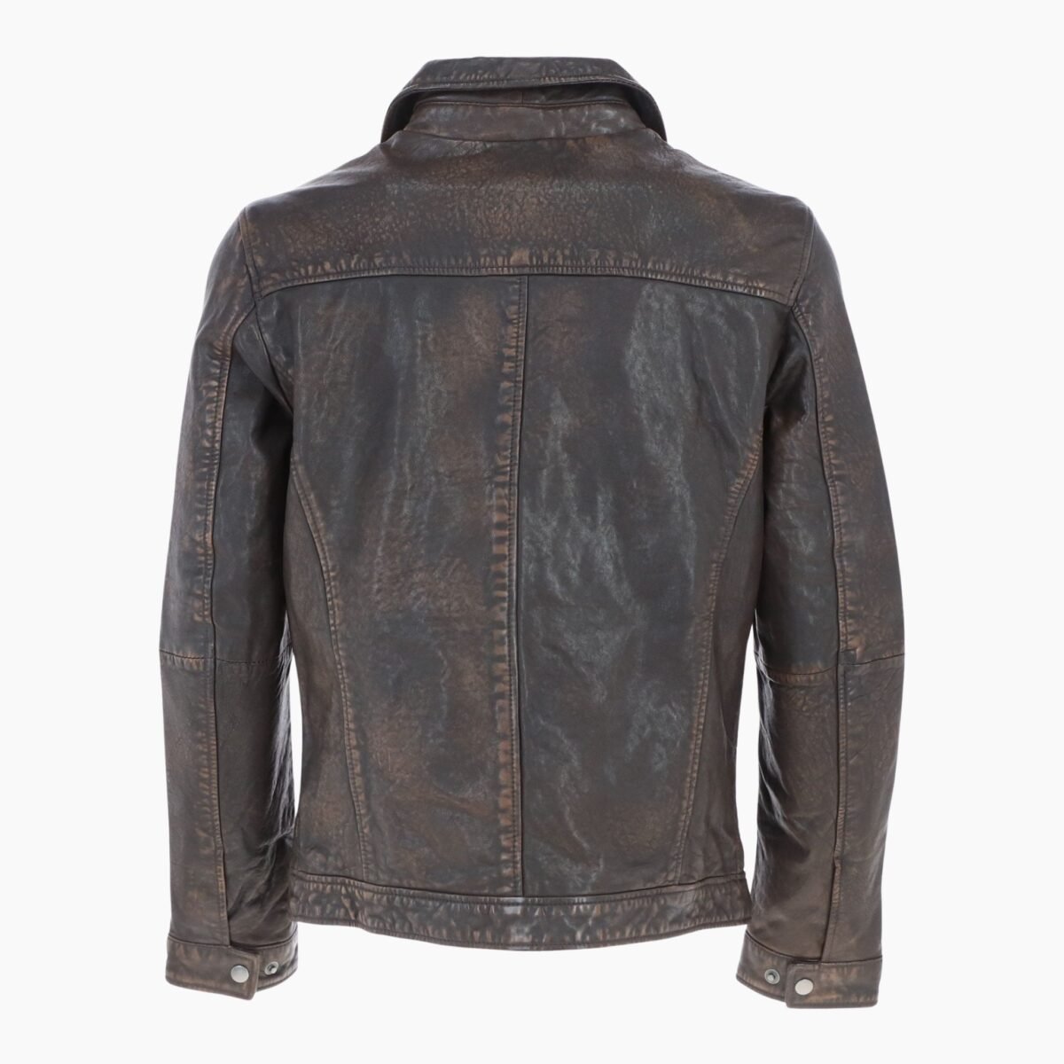Mens Leather Biker Jacket Coffee Brown