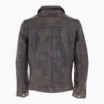 Mens Leather Biker Jacket Coffee Brown