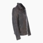 Mens Leather Biker Jacket Coffee Brown