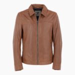Mens Leather Biker Jacket Cognac