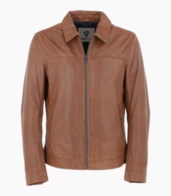 Mens Leather Biker Jacket Cognac