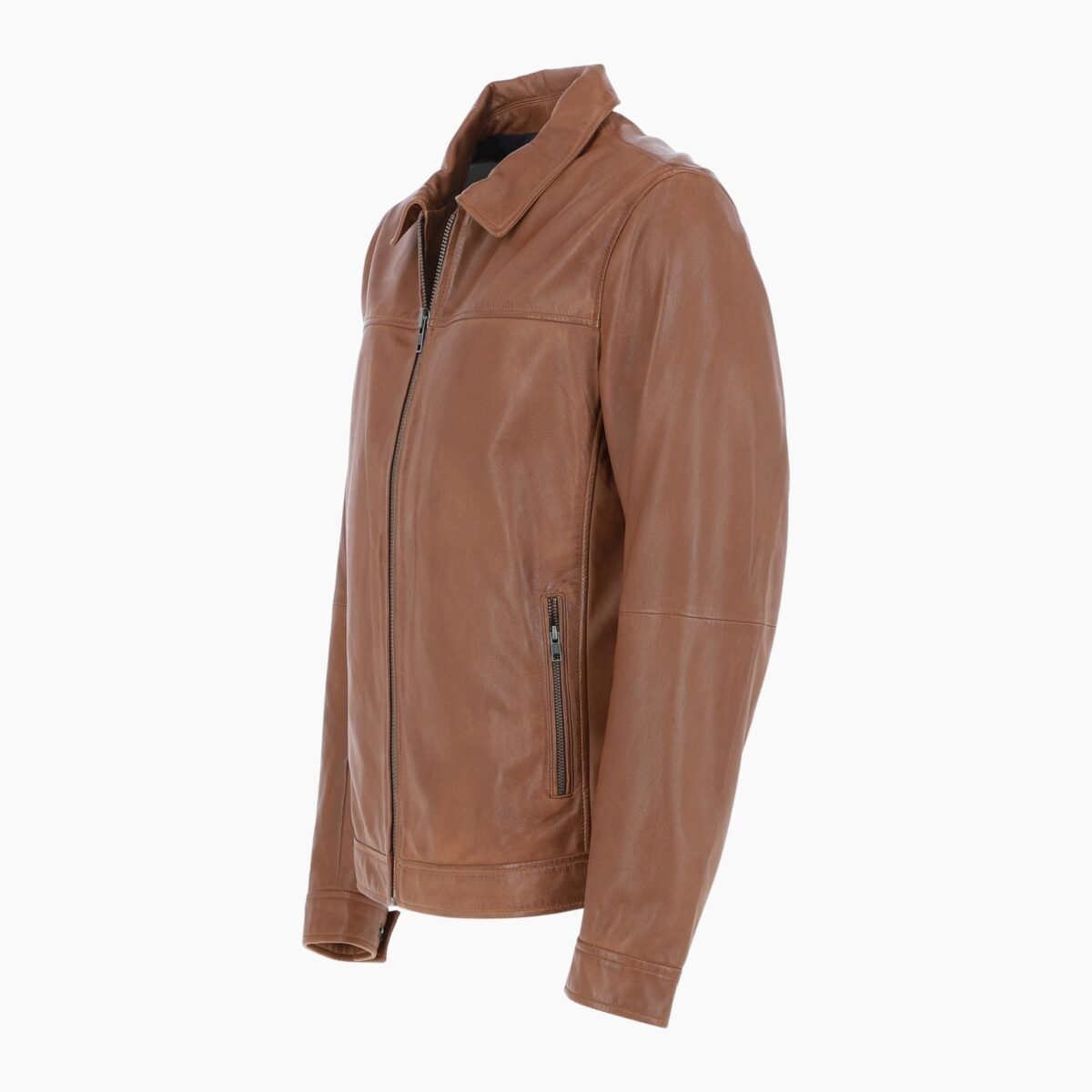 Mens Leather Biker Jacket Cognac