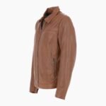 Mens Leather Biker Jacket Cognac