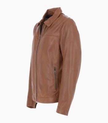 Mens Leather Biker Jacket Cognac