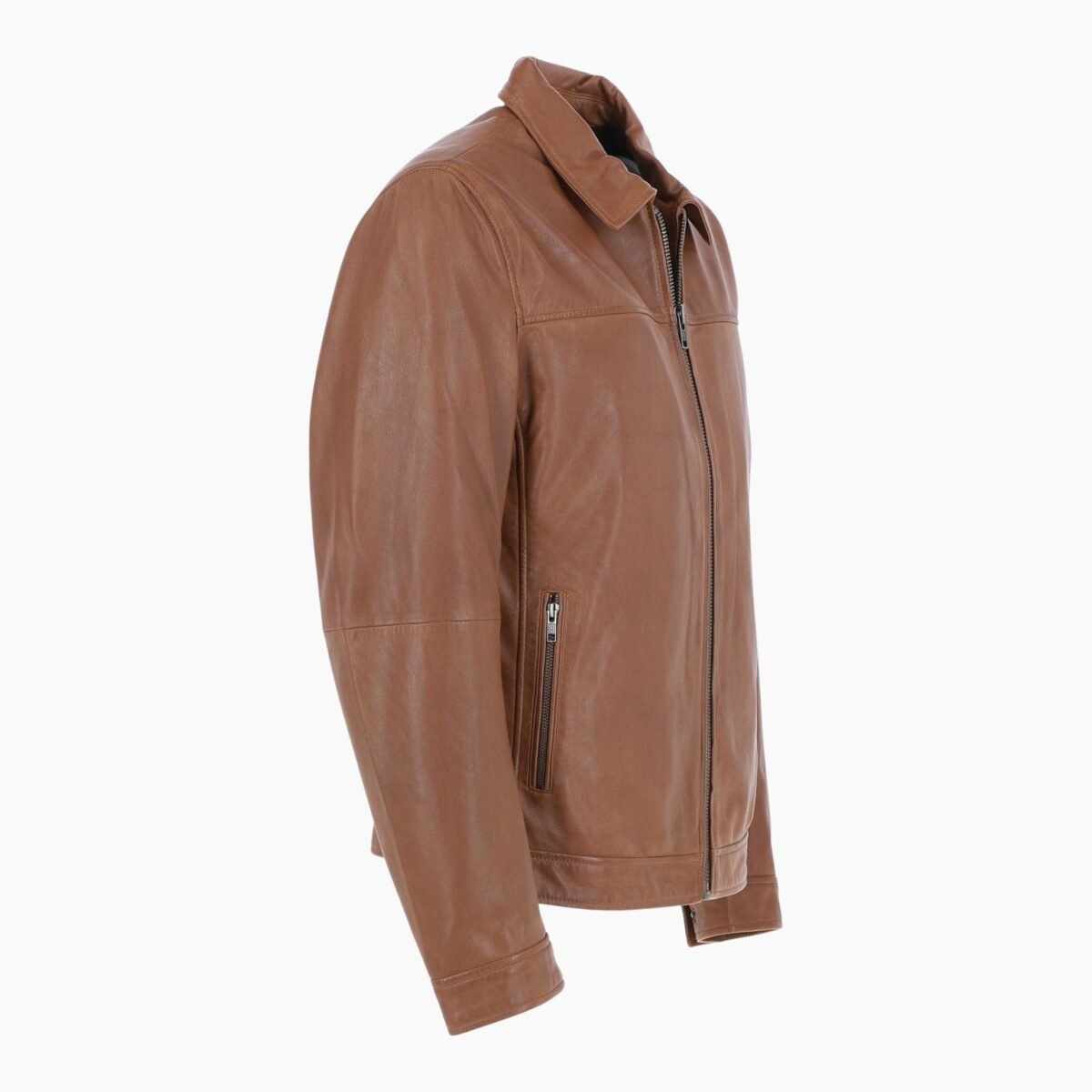 Mens Leather Biker Jacket Cognac