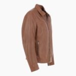 Mens Leather Biker Jacket Cognac