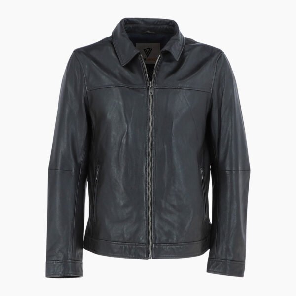 Mens Leather Biker Jacket Dark Brown