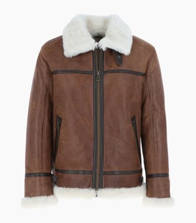 Mens Luxury Shearling Pilot Jacket Antique