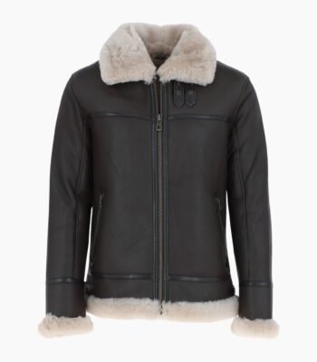 Mens Luxury Shearling Pilot Jacket Brown