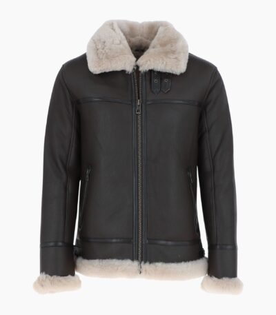 Mens Luxury Shearling Pilot Jacket Brown