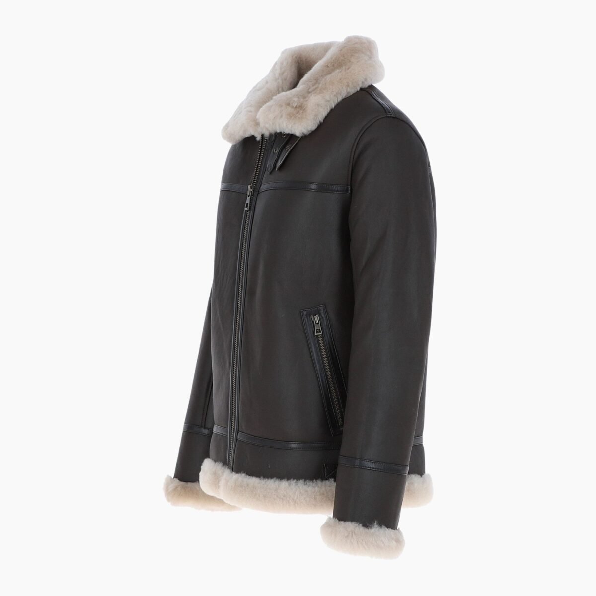 Mens Luxury Shearling Pilot Jacket Brown