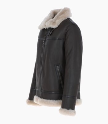 Mens Luxury Shearling Pilot Jacket Brown