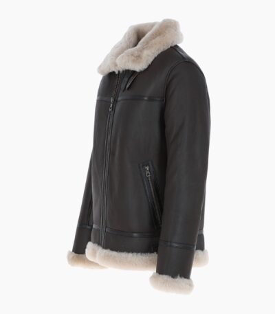 Mens Luxury Shearling Pilot Jacket Brown
