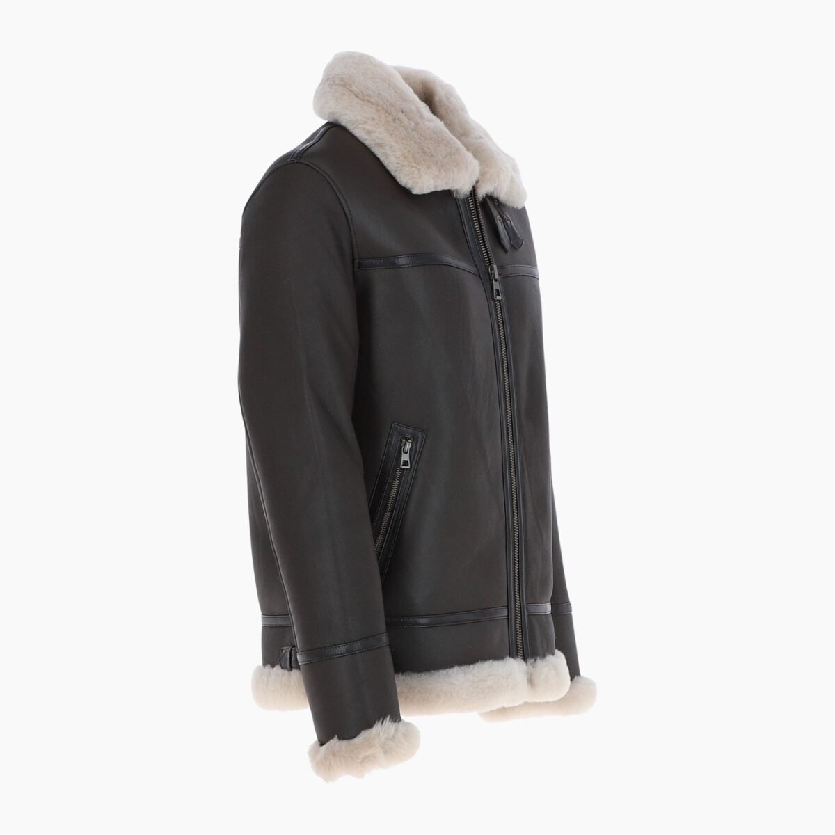 Mens Luxury Shearling Pilot Jacket Brown