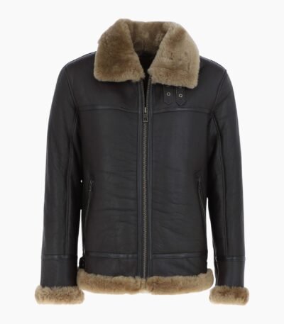 Mens Luxury Shearling Pilot Jacket Ginger