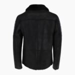 Mens Luxury Side Zip Sheepskin Pilot Jacket Black