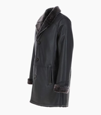 Mens Luxury Single Breasted Sheepskin Coat Brown