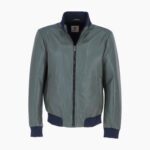 Mens Modern Bomber Leather Jacket Green