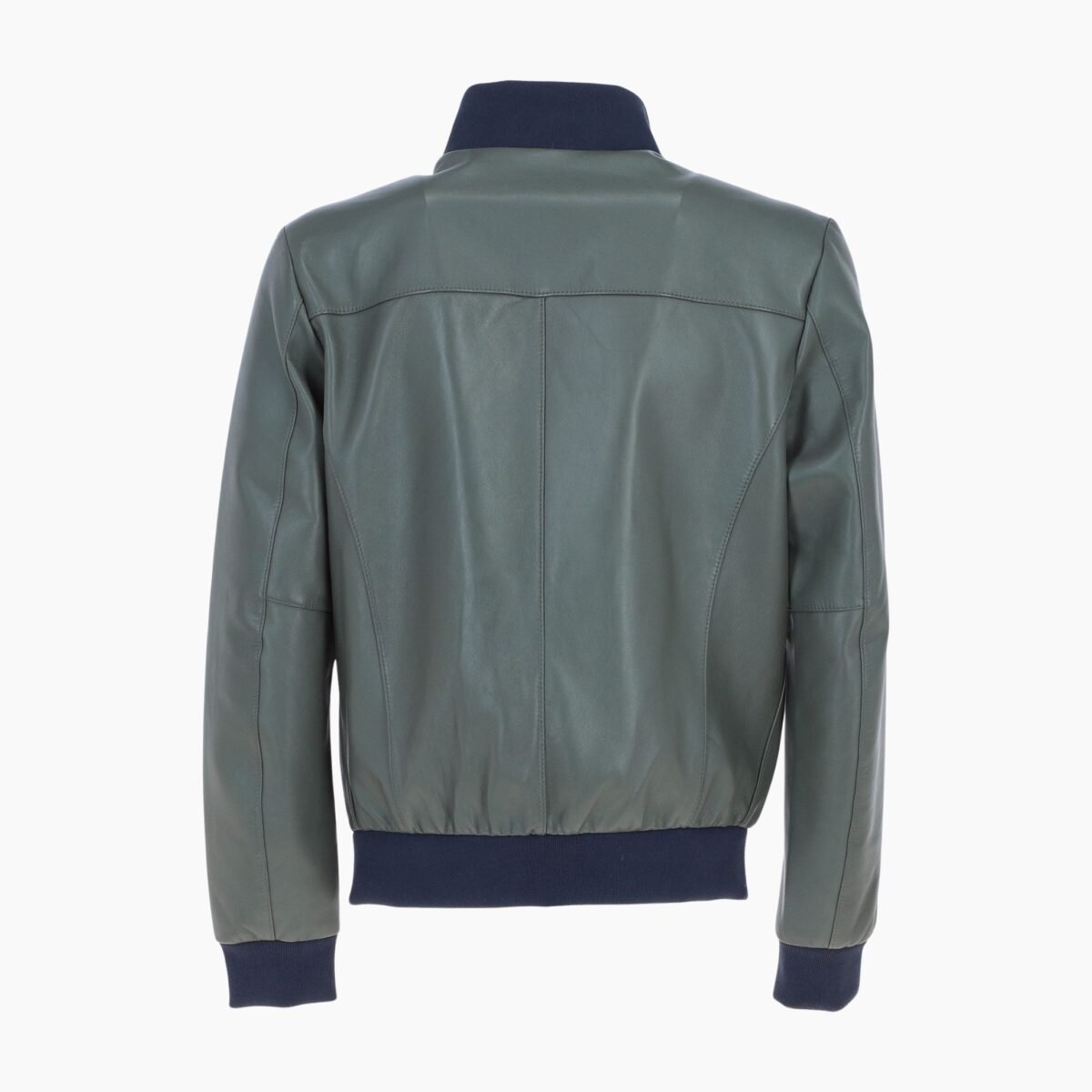 Mens Modern Bomber Leather Jacket Green