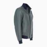 Mens Modern Bomber Leather Jacket Green