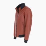 Mens Modern Bomber Leather Jacket Orange Tan