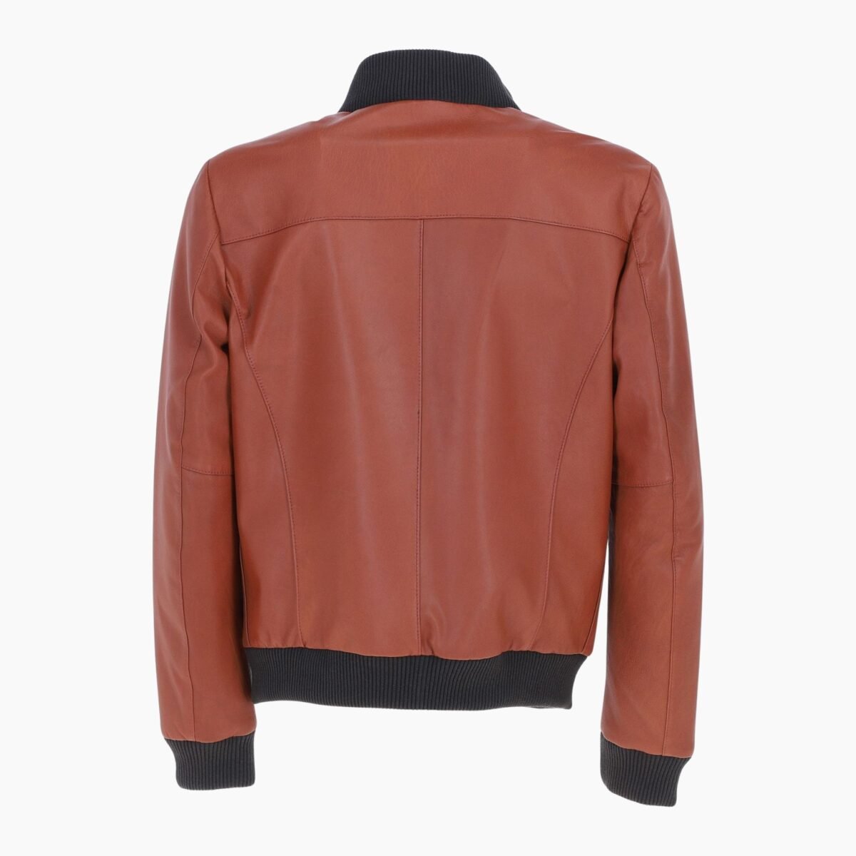 Mens Modern Bomber Leather Jacket Orange Tan