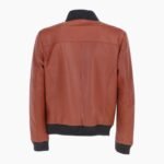 Mens Modern Bomber Leather Jacket Orange Tan