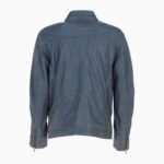 Mens Multi Zip Biker Leather Jacket Raven Grey