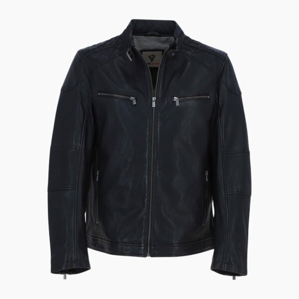 Mens Real Leather Biker Jacket Black