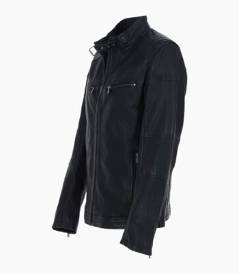 Mens Real Leather Biker Jacket Black