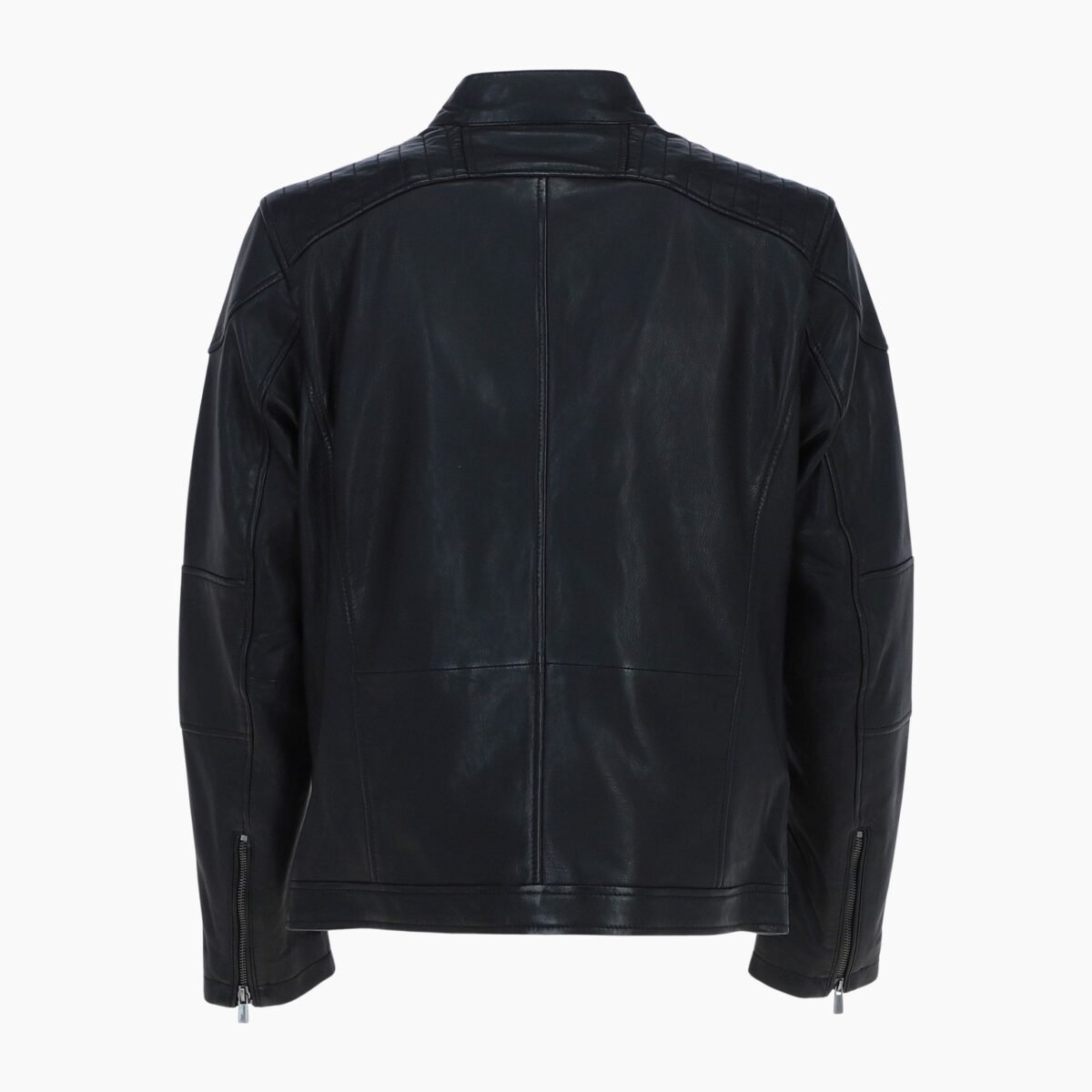 Mens Real Leather Biker Jacket Black